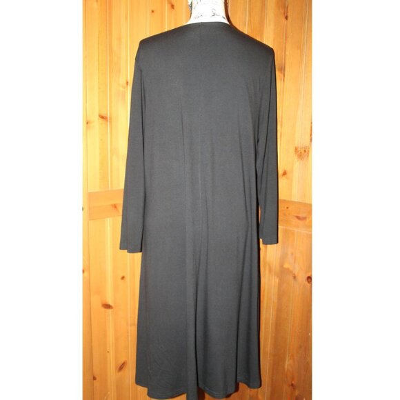 Garnet Hill Knit Black Trapeze Dress 3/4 Sleeve XL Old Money - Picture 3 of 10
